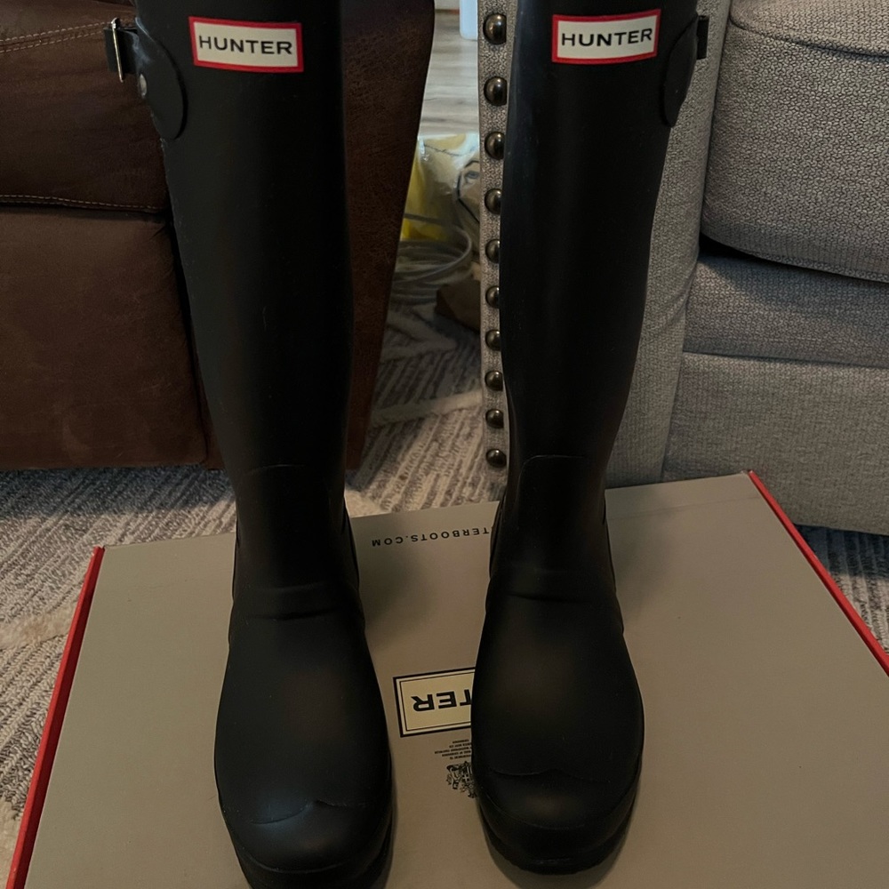 Womens black tall Hunter boots- matte black